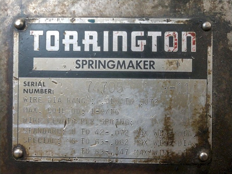 TORRINGTON W11A SPRING COILER SPRINGMAKER: STOCK 14917