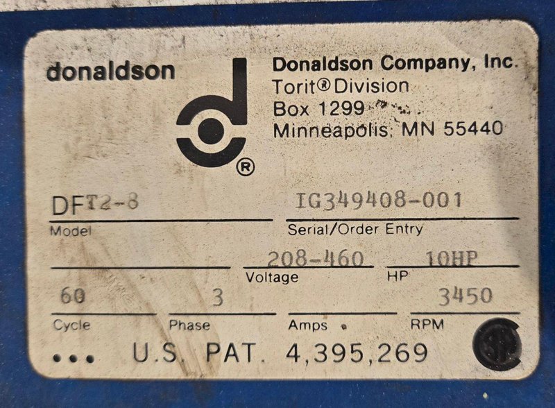 DONALDSON TORIT DFT-28 CARTRIDGE DUST COLLECTOR USED