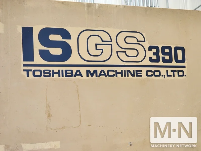 390 TON 41 OZ TOSHIBA MODEL ISG390V10-19B INJECTION MOLDING MACHINE MFG 1996