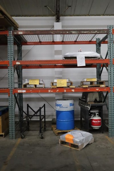 Pallet Racking Teardrop Style 107&quot; x 42&quot; x 120&quot;H with 3 Shelves and Wire Decking - NO CONTENTS- Auction Item