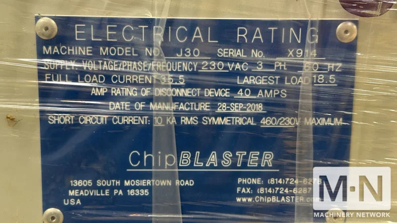 ChipBLASTER J30 High Pressure Coolant System, 2018