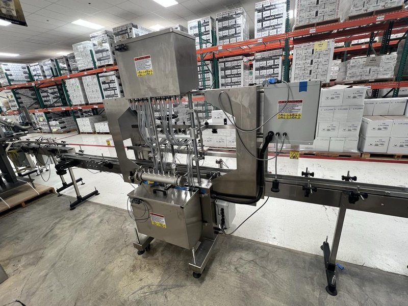 Kaps-All Complete Bottling &amp; Corking Line – AC-65 Bottle Cleaner, FA-PG-E 12-Head Filler, BC-23 Carrier, Conveyors &amp; Custom Feeder Corker