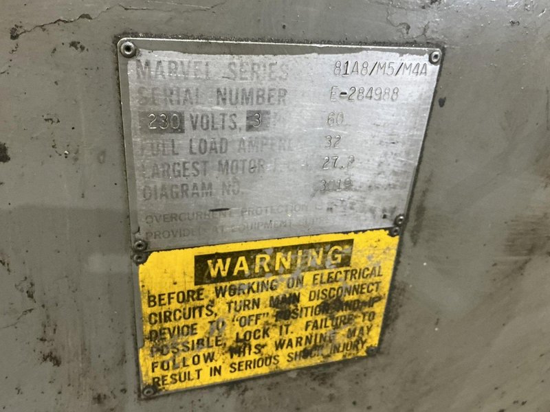 18" x 20" MARVEL SERIES 81A AUTOMATIC VERTICAL BANDSAW: YOBRO #24701