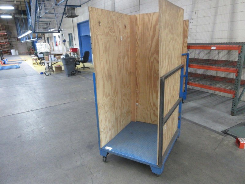 Metal Rolling Flat Storage Cart with Plywood Sides- Auction Item