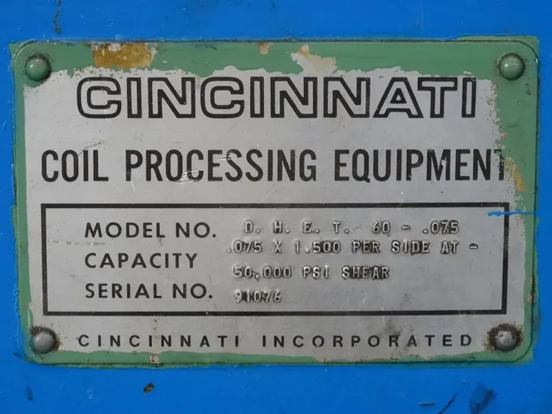 CINCINNATI 20,000LB X 60&quot; X .075&quot; CTL LINE, STOCK# 13690T