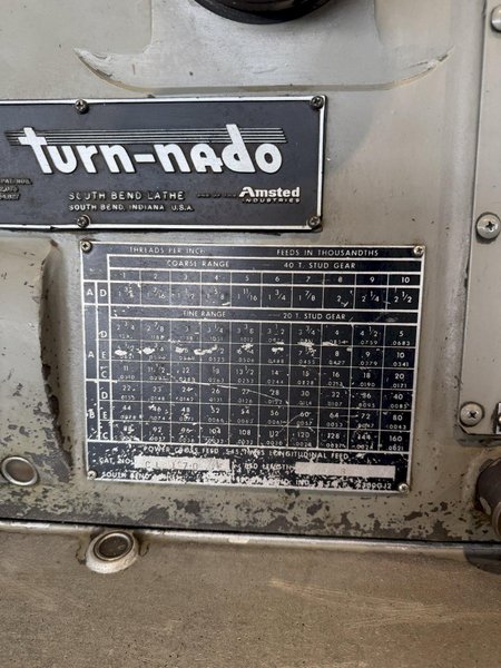 18" X 54" SOUTHBEND TURN-NADO LATHE. STOCK #1007625