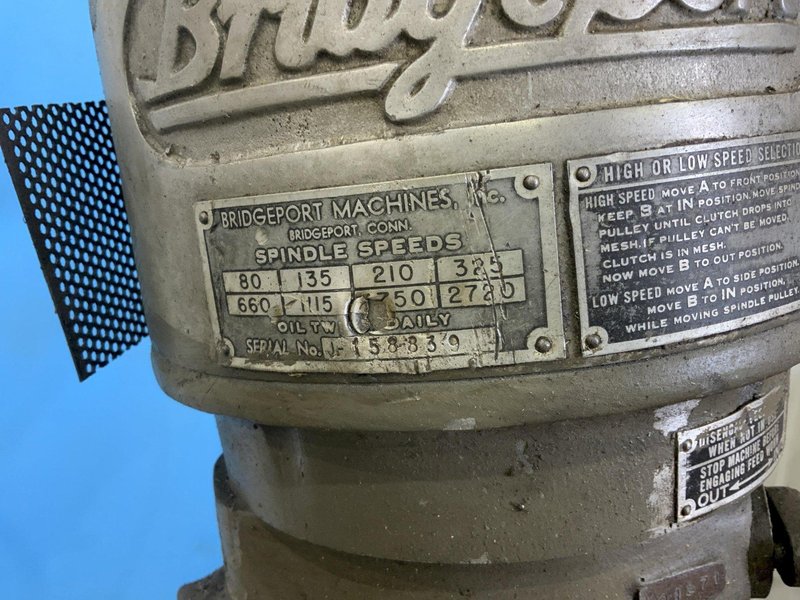 1 HP BRIDGEPORT J HEAD ONLY: STOCK #81117