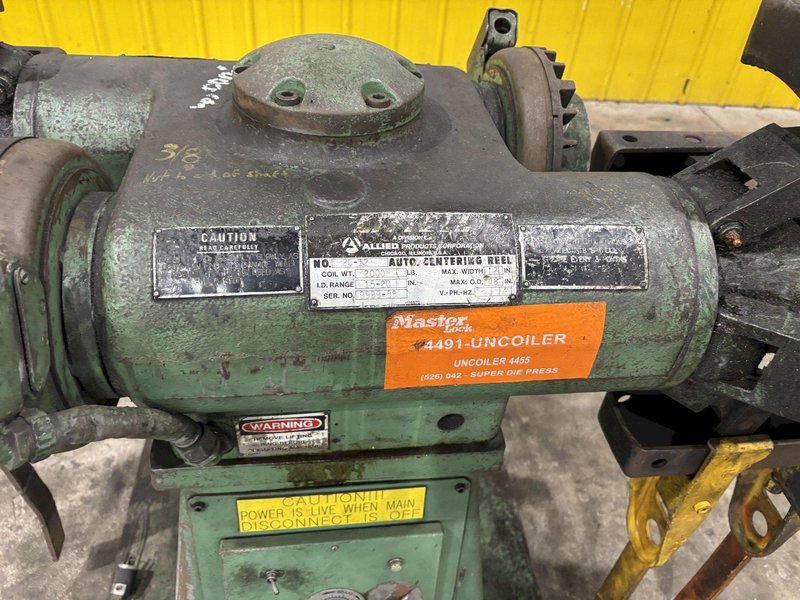 2,000 LBS X 12&quot; LITTELL MODEL #20-12 DOUBLE END PULL OFF UNCOILER COIL REEL: STOCK #23715