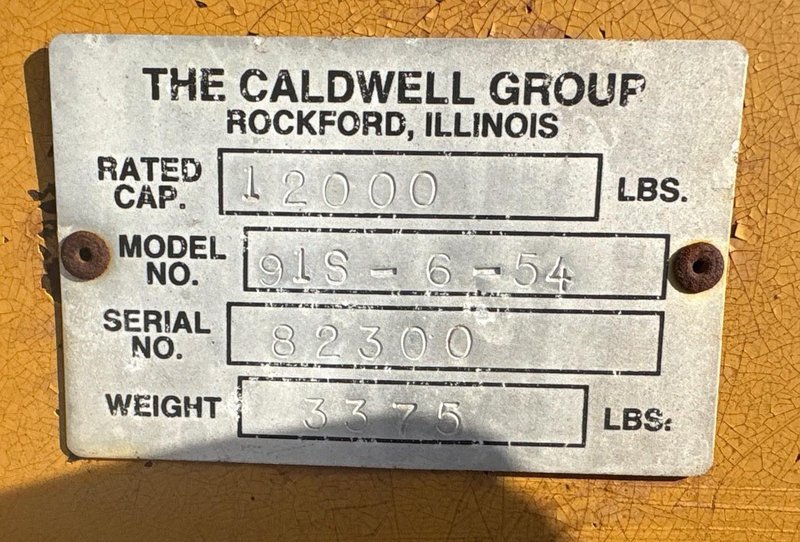 6 TON (12,000 LBS) X 54" CALDWELL ADJUSTABLE FORK PALLET LIFTER FOR CRANE: YOBRO #26335