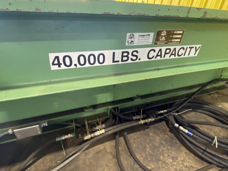 40,000 LBS X 10' X 7' LANGE-LIFT HEVI-HAUL HYDRAULIC SCISSOR LIFT TABLE WITH TILTING DECK: STOCK #17444