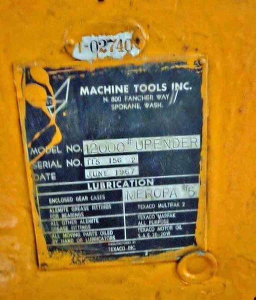 12,000 LB. X 40&quot; ASC UPENDER. STOCK # 1001825