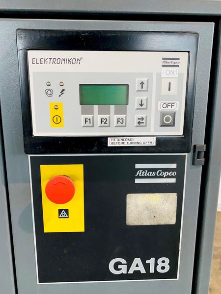 25 HP ATLAS-COPCO GA-18 ROTARY SCREW AIR COMPRESSOR. STOCK # 0633521