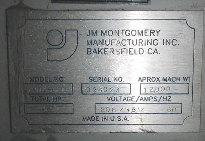 10' X 1/4" MONTGOMERY HYD. INITIAL PINCH PLATE BENDING ROLL