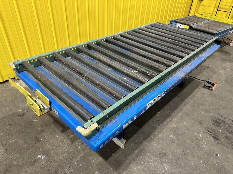 5,000 LBS X 96" X 48" BISHAMON HYDRAULIC SCISSOR LIFT TABLE WITH ROLLER CONVEYOR TOP, 115 VOLT: STOCK #20963