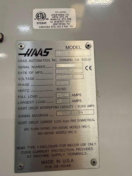 Haas TM-1P Tool Room CNC Mill – 2012