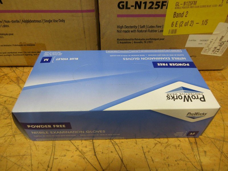 Proworks GL-N125FM Nitrile Exam Gloves, Size Medium, (2) Boxes Full, (10) Packs per Box- Auction Item