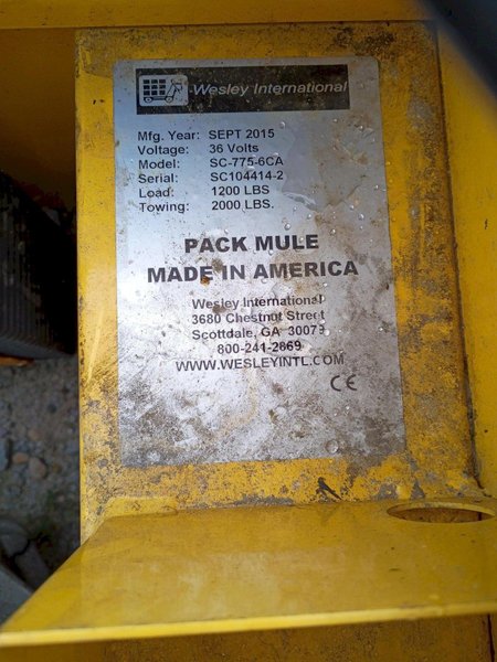 1 - PREOWNED 2015 PACK MULE SC-775-6CA Maintenance Cart - Versatile Material Handling Solution