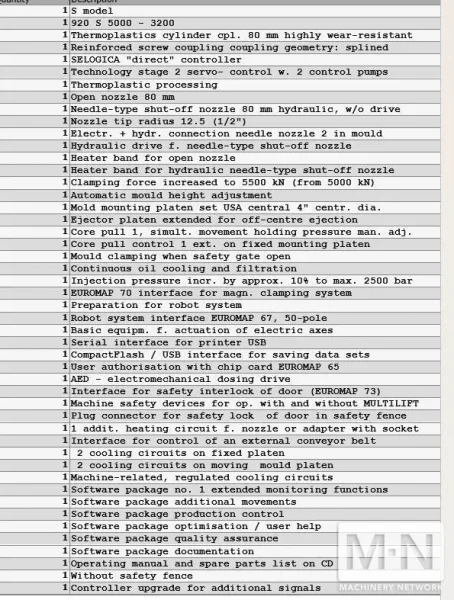 550 TON 51 OZ ARBURG MODEL 920S-5000-3200 INJECTION MOLDING MACHINE MFG 2015