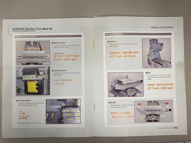 SAMSUNG MCV50 5-Axis CNC Vertical Machining Center, S/N DT50B0029, New 2010.