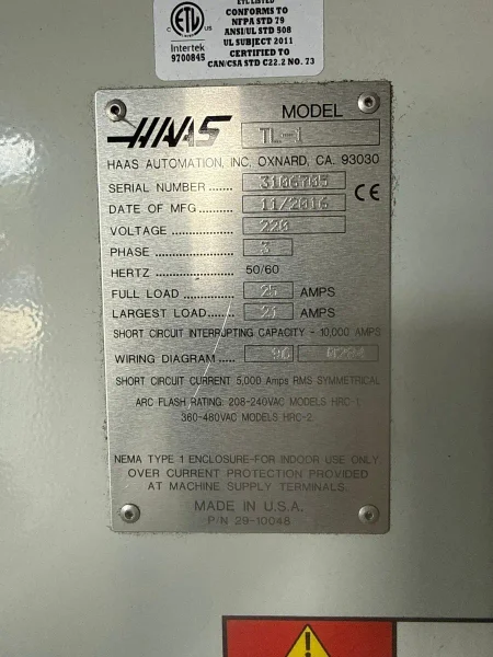 2016 HAAS TL-1 | Lathes, CNC
