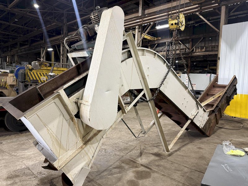 20' LONG X 22" WIDE MARFRAN POWERED METAL BELT INCLINED CHIP or PARTS CONVEYOR: YOBRO #25368