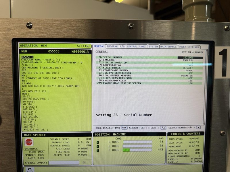 Haas VF-3 VMC, 2015 – Chip Auger, Video Available