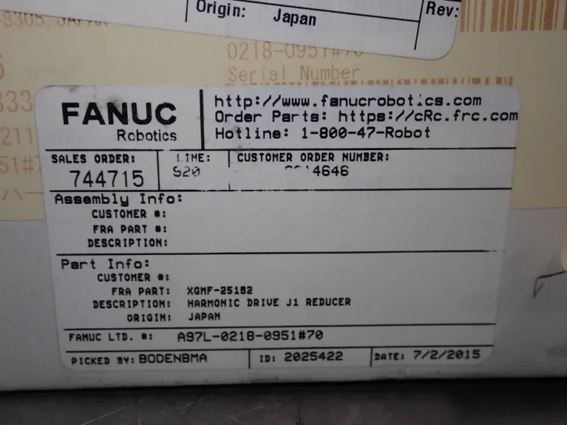 FANUC HARMONIC DRIVE REDUCER  -  A97L-0218-0951#70