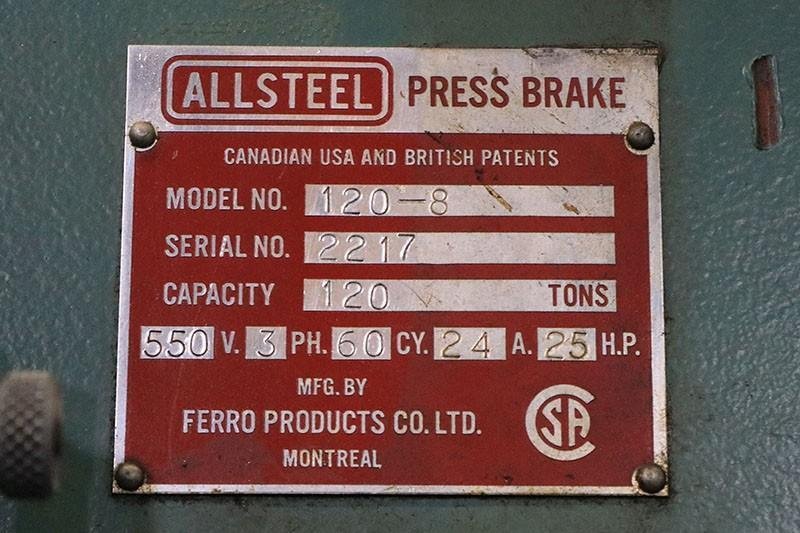 ALLSTEEL 120-8 HYDRAULIC PRESS BRAKE
