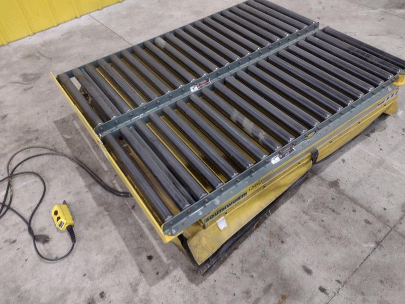 60&quot; X 48&quot; X 3500 LB SOUTHWORTH MODEL #LS4-36 DOUBLE ROLLER TOP LIFT TABLE, 110V SINGLE PHASE: STOCK #20927