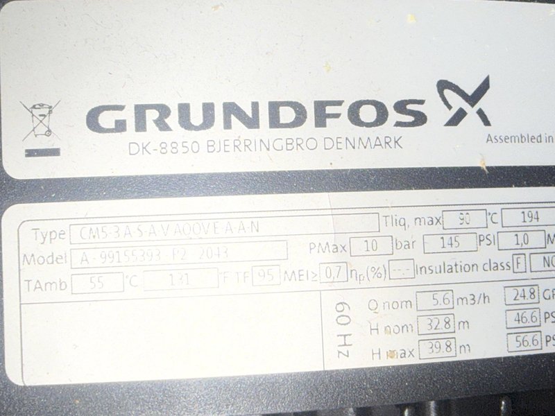 GRUNDFOS MODEL #CM5-3 HORIZONTAL MULTI-STAGE CENTRIFUGAL PUMP, NEW IN BOX: YOBRO #26025