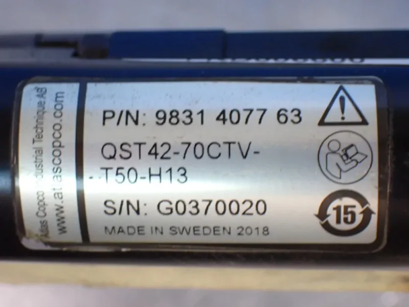 ATLAS COPCO 16000RPM ELECTRIC FIXTURED NUTRUNNER  -  QST42-70CTV-T50-H13