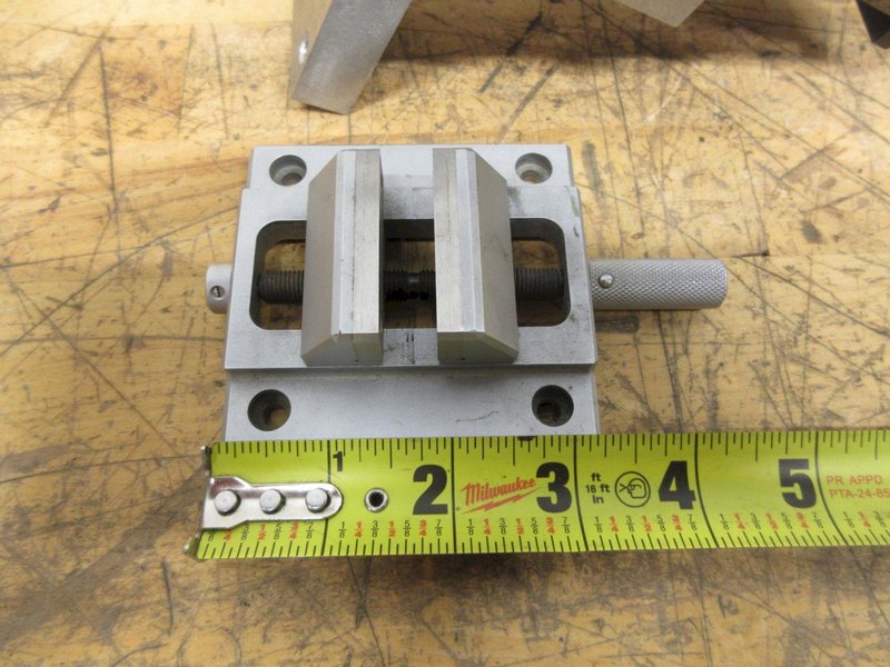 Gast Air Driven Spindle Mounted on 2" Travel Cross Slide, and  Small 1.75" Wide Self Centering Vise- Auction Item