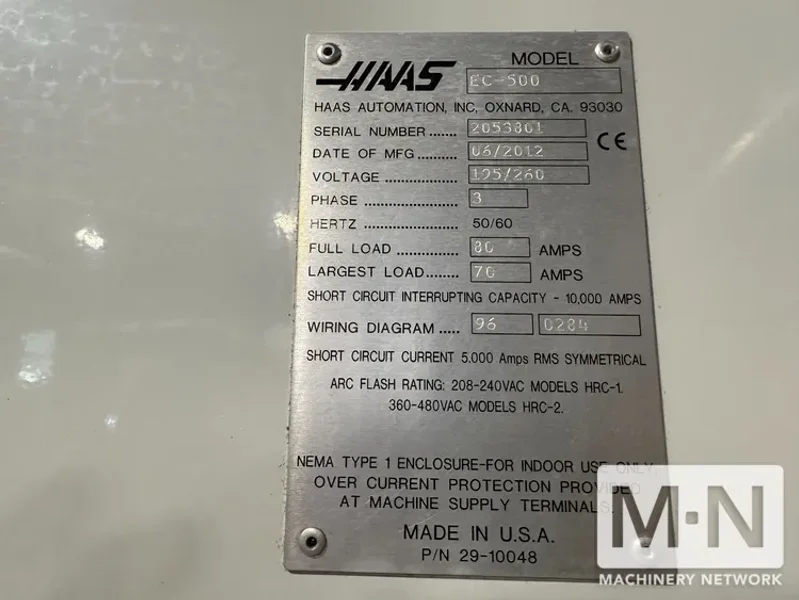 HAAS EC-500 CNC Horizontal Machining Center, 2012