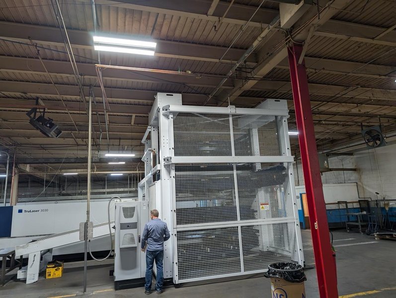 6000 Watt Trumpf Trulaser 3030 5′ x 10′ Fiber Laser, 2023 – W/ 9 Pallet Trustore, LiftMaster Compact, Parts Master