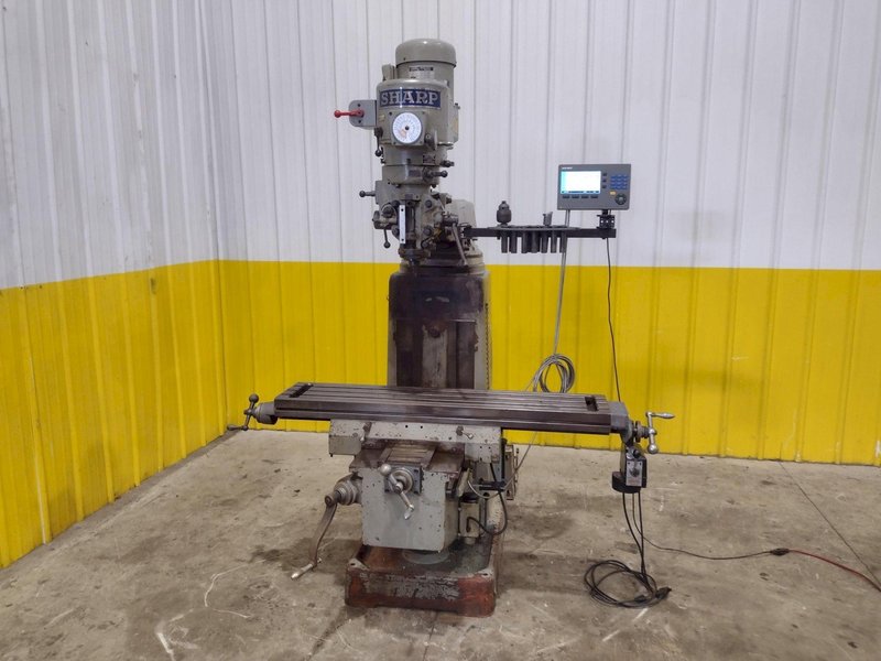 3 HP SHARP VERTICAL RAM TYPE KNEE MILL DRO &amp; POWER FEED : YOBRO #25318