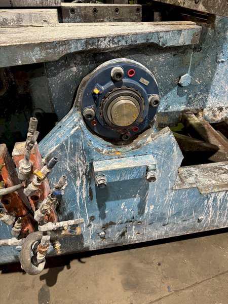 hall model hm6 molding machine s/n 1096 with hydraulics and controls with plc, 48&quot; x 48&quot; front platen, 45x48 rear platen