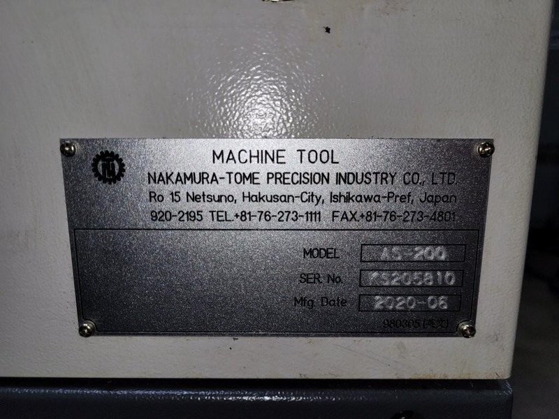 Nakamura-Tome AS-200Y Turning Center. Y-Axis. Live Milling. New-2020