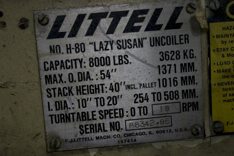 8000 LBS LITTELL PALLET TYPE COIL REEL: STOCK #75745