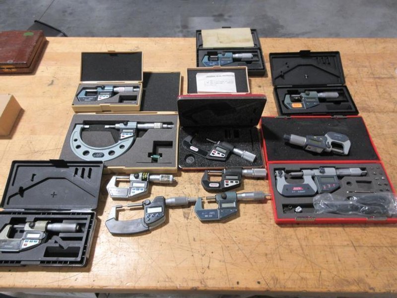 Digital Micrometers 0-1" &amp; 1-2" Travel Ranges, Various Brands, Mitutoyo, Starrett, SPI and Others- Auction Item