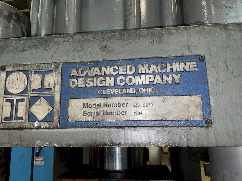 5" AMD MODEL #530-2230 AUTOMATIC HYDRAULIC BAR &amp; BILLIT SHEAR WITH 20' AUTO FEED STOCK #3051