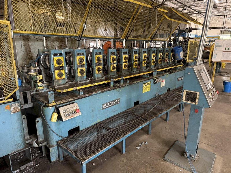 12 STAND X 2" ARBOR X 12" ROLLSPACE BRADBURY STUD MILL/ROLLFORMING LINE. STOCK # 0759026