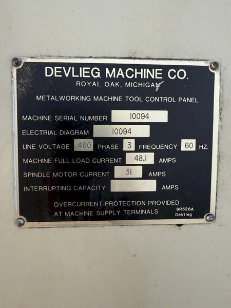 4" DEVLIEG 4K-96 HORIZONTAL BORING MILL. STOCK # 0113826
