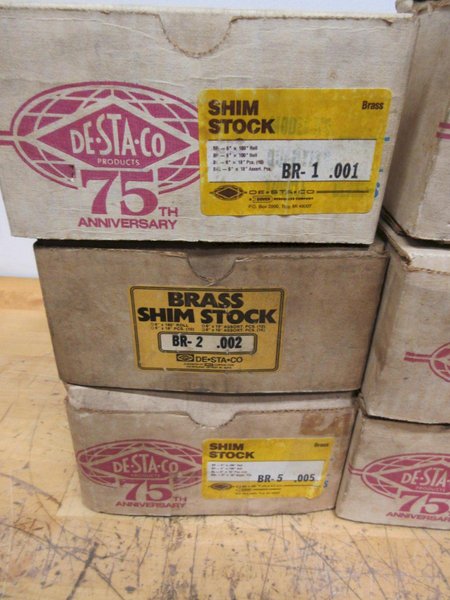 De-Sta-Co 6" Brass Shim Stock Rolls (6 Rolls) .001" - .005", Most Rolls Seem Fairly Full- Auction Item