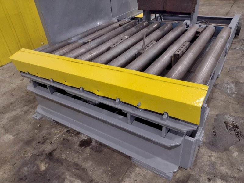 20,000 LBS X 54" X 36" BRANER HYDRAULIC COIL CAR UPENDER WITH POWER FEED CONVEYOR: YOBRO #25238