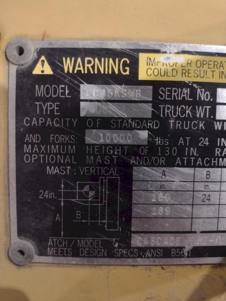 10,000 LBS CATERPILLAR MODEL #GC45KSWB FORKLIFT: YOBRO #25703