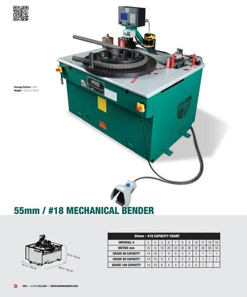 KRB MODEL #18M ELECTRO MECHANICAL ROTARY REBAR BENDER : YOBRO #25147