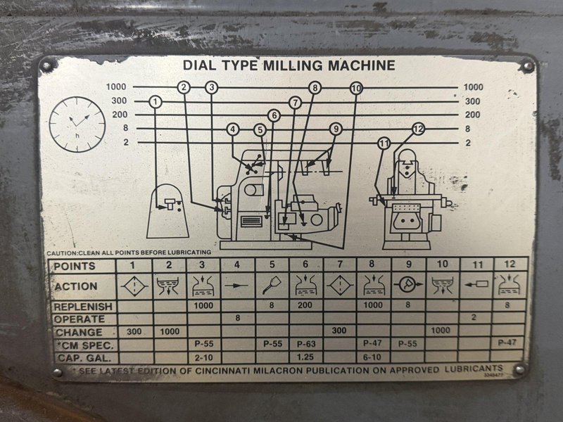 #4 CINCINNATI MILACRON MODEL #415-16 PLAIN DIAL TYPE HORIZONTAL MILL: YOBRO #24825