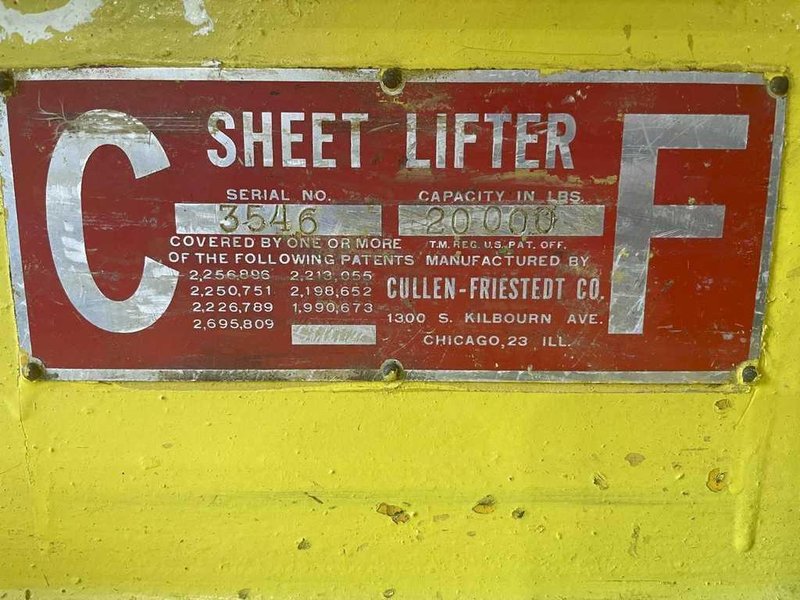 20,000# Cullen Friestedt Sheet Lifter