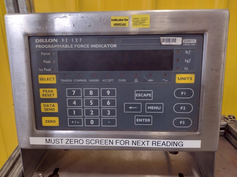 DILLON MODEL FI-127 PROGRAMMABLE FORCE INDICATOR &amp; LOAD CELL: STOCK #17111