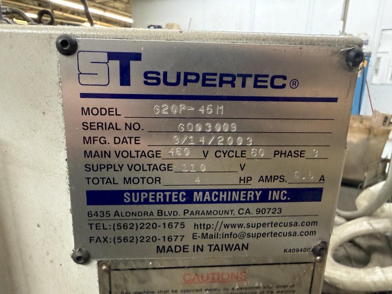 SUPERTEC MODEL #G20P-45M CYLINDRICAL GRINDER: YOBRO #26044